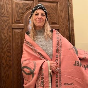 Chanel reversable cashmere and silk scarf/shawl